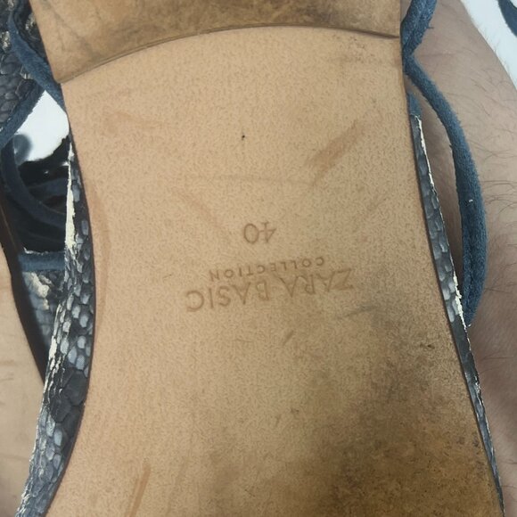 ZARA Lace Up Ankle Sandals Blue Python - Picture 10 of 13